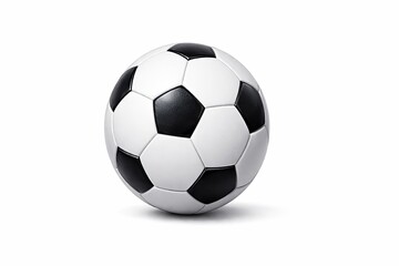 Fototapeta premium Classic black and white soccer ball isolated on white background with soft shadow and clean minimal look