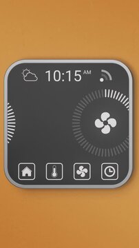 concept of smart home, thermostat assistant, internet of things, vertical video (3d render)