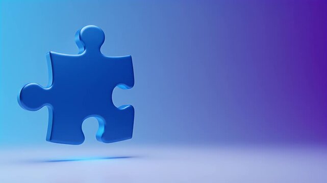 World Autism Month: Luminous Blue Puzzle Piece Floating, Symbolizing Global Awareness and Support