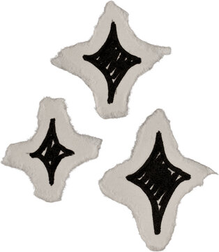 Black And White Vintage Ripped Paper Stars Doodle