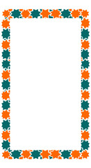 Fototapeta premium Rectangular frame border with alternating orange and teal 10pointed stars