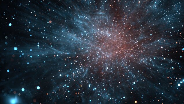 A cosmic, ethereal scene with exploding light