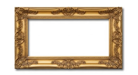 elegant gold picture frame with intricate ornate design details and luxurious vintage decorative molding for artwork display purposes