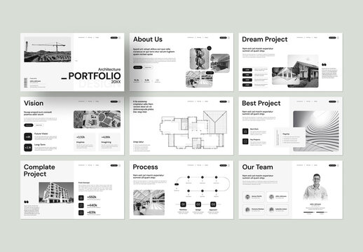 Minimalist Architecture Portfolio Presentation Template with Floor Plans Project Showcase