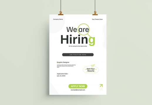 We Are Hiring Flyer Template for Job Vacancy