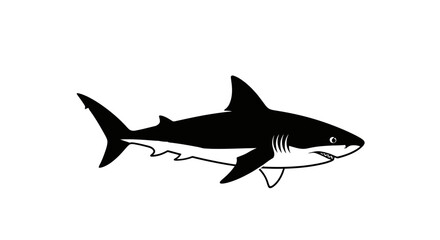 Fototapeta premium Black and White Shark Illustration.