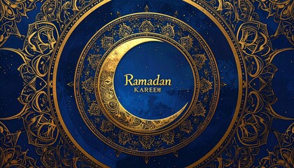 Fototapeta premium Ramadan Kareem Greeting with Crescent Moon.