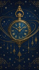 Obraz premium Elegant celestial clock illustration