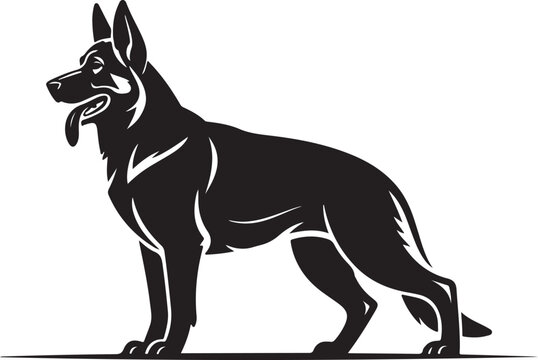 German shepherd dog silhouette facing left for k9 unit identification and pet security logo concepts