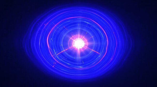 Vibrant blue energy explosion with pink rays