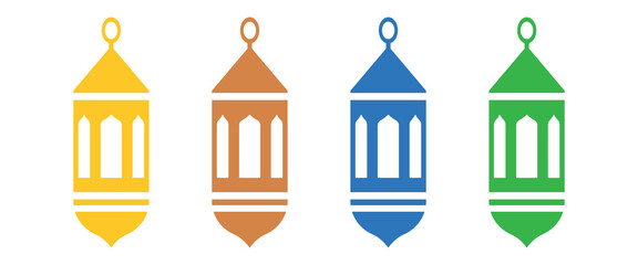 Traditional hanging lantern silhouettes, colorful decorative lamp icons © MillionGraphics