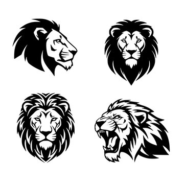 Bold Lion Face Silhouette Design Pack