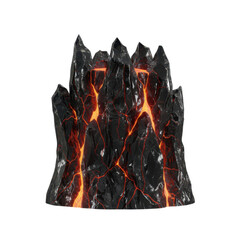 Jagged Volcanic Rock Formation with Glowing Magma Fissures