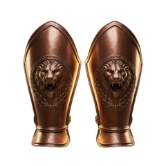 Pair of Ancient Greek Bronze Greaves with Lion Embellishments