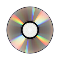 Compact disc isolated on black background with rainbow reflections