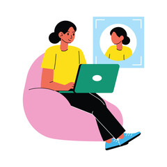 Man verifying face ID vector illustrations EPS file