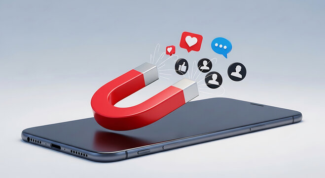 Visualizing the power of an inbound marketing magnet attracting social media engagement