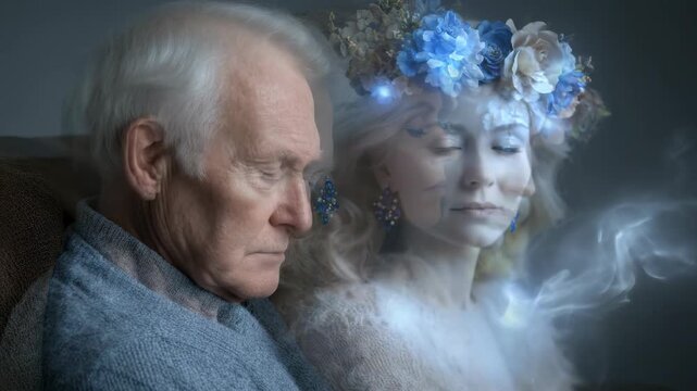 Longing for a deceased loved one, deep astral memories, profound loss of a cherished one, the pain of death, separation, soul suffering, heartfelt sadness, spiritual connection, eternal remembrance