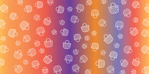 A vibrant illustration of various icons scattered across a colorful gradient background from a top view