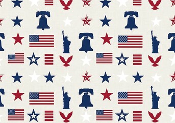 American patriotic symbols seamless pattern