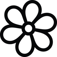 Obraz premium Simple black and white outline drawing of a sixpetal flower icon or symbol in a stylized, slightly rounded shape, perfect for minimalist design, crafting, or decorative purposes