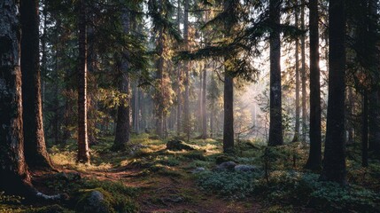 Obraz premium Natural background, soft forest light