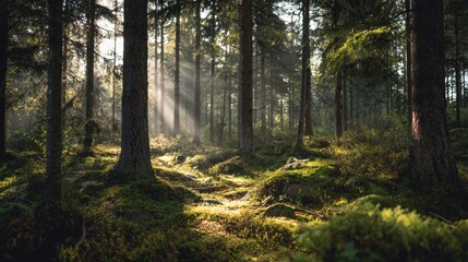Obraz premium Natural background, soft forest light
