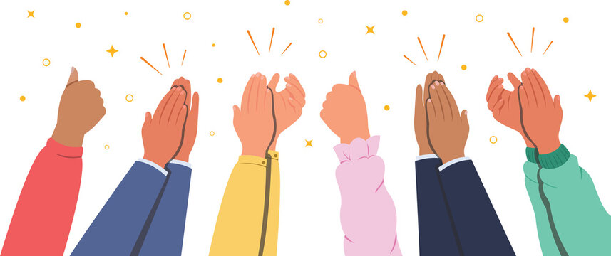 Concept of hands clapping, Applause hands sign. Celebrate and congratulation banner.