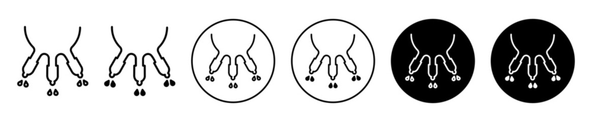 Cow udder icon set. Cow udder vector symbol in black filled and outlined style. © molla