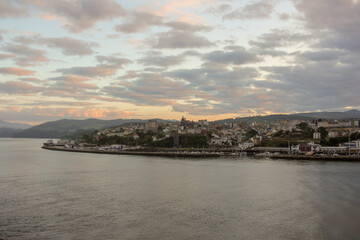 Sunset view of Ribadeo from Santos Bridge