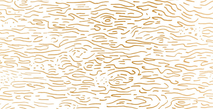 Natural wood bark golden pattern with flowing lines and rings. Wooden texture showcasing organic tree bark structure in simple vector illustration for backgrounds and design project. Vector luxury bg.