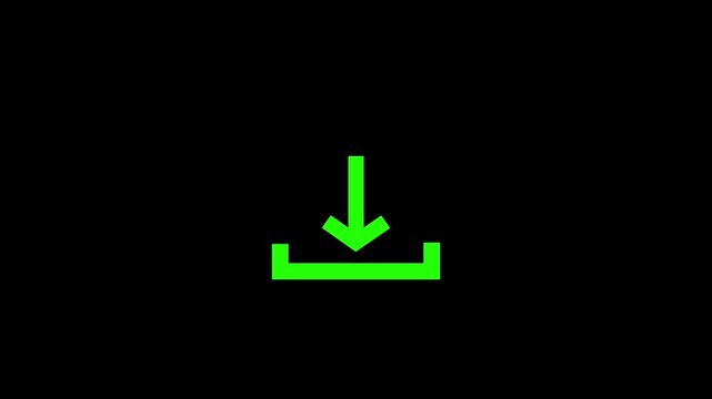 Download Icon with Arrow and Tray Minimal White Symbol on Black Background