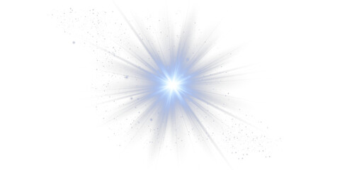 Shimmering lens flare light effect with bright blue glow and starry flares, featuring shimmering highlights and abstract blue light effect on black background for professional photo editing and artist