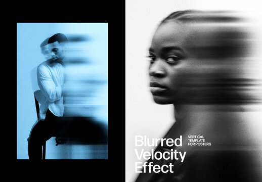 Velocity Blur Poster Photo Effect Mockup