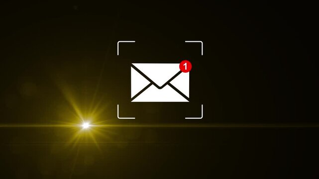 New email notification interaction concept. A person interacting with a floating digital interface showing a new email notification symbol, a concept for online communication, animation concept