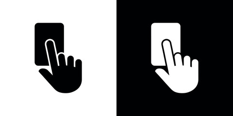 Obraz premium Black and white hand clicking button