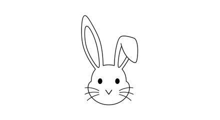 Obraz premium simple black and white line drawing of a rabbit head with long ears