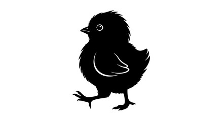 Fototapeta premium Small black bird silhouette walking on a white background
