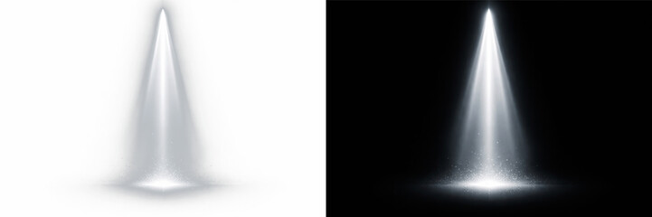 Abstract white light column, glowing spotlight beam with soft diffusion and radiant illumination effect 