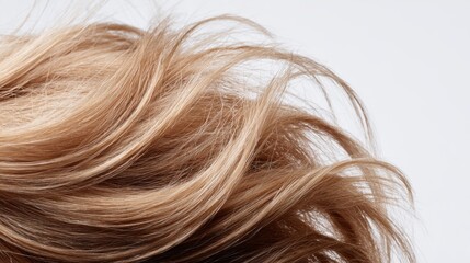 Naklejka premium Close-Up View of Soft and Vibrant Blonde Hair Strands on a Neutral Background Highlighting Texture and Movement for Beauty and Fashion Themes
