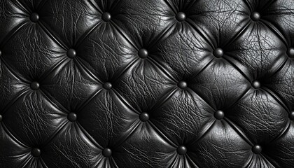 Fototapeta premium Luxurious Black Leather Chesterfield Texture for Upholstery and Design Elements.