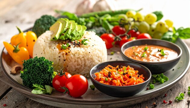 Healthy Meal with Rice and Vegetables.