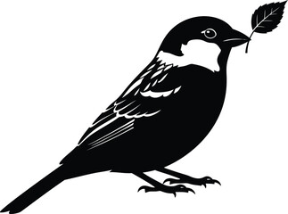 Obraz premium Harmony Bird: A graceful bird of peace holding a delicate leaf in its beak, a symbol of serenity and connection to nature.