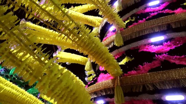 Colorful structures used in the 'Kavadi' procession of temple festivals in Kerala, India