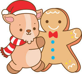 Fototapeta premium Cute goat animal christmas stickers. Goat 
