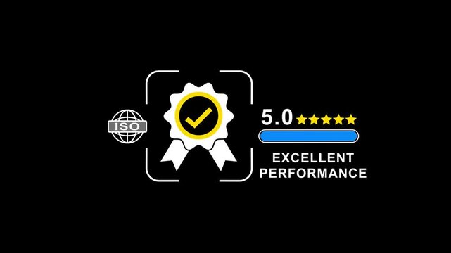I S O Excellence 5- Star Performance Rating Badge with Checkmark and Ribbon 5-star