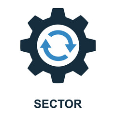 Sector Icon: An illustration of a gear symbol, representing industry with arrows.