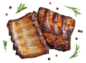 BBQ. Pork ribs, isolated on transparent background