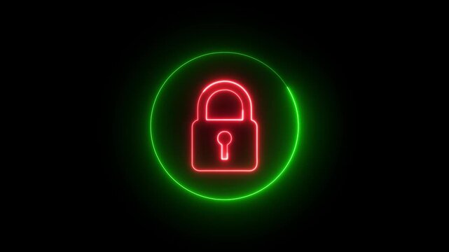 Neon lock secure access protection status animation