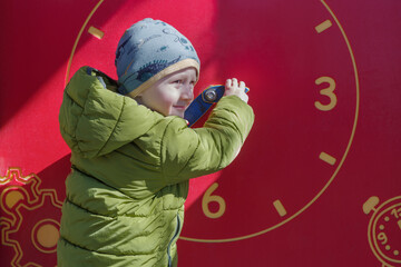 Boy playing on playground